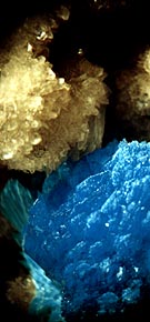   Cavansite (blue) on Apophyllite base  